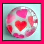 Magnet - Hearts - 1 Inch Glass Circle -..