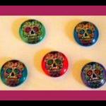 Skulls - Magnet Set Of 5 - Sugar Skulls - 1 Inch..
