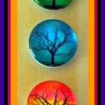 Magnets - Set Of 5 - Winter Trees - 1 Inch Domed..