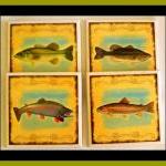 Coasters - Ceramic Tile - Set Of 4 - Fish - Trout..