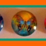 Magnets - Paintbox Butterflies - Set of 3 --1 Inch Domed Glass Circles