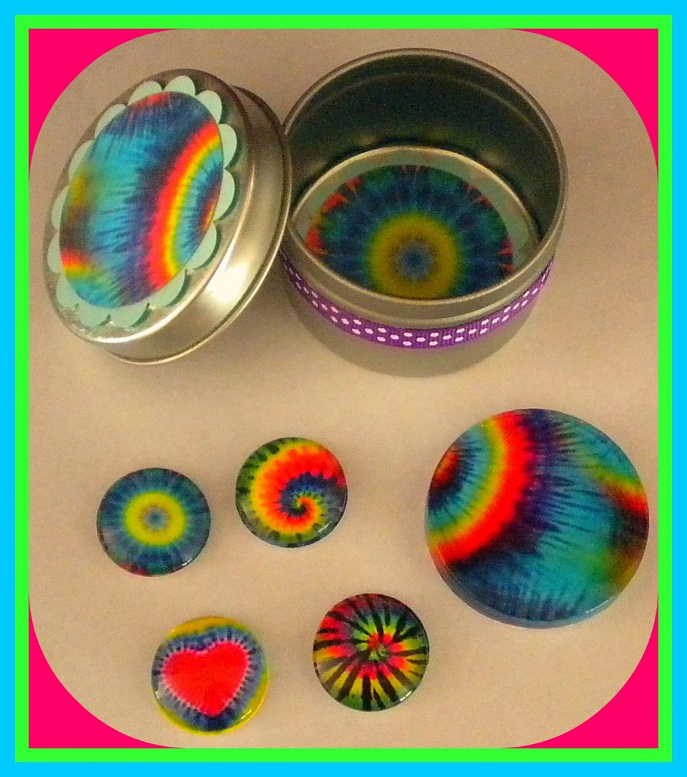 Magnets - Tie Dye Set 2 - Magnet Set In Gift Tin - 5 Magnets
