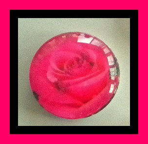 Magnet - Pink Rose - Meaning "thank You" - 1 Inch Glass Circle - Valentine's Day