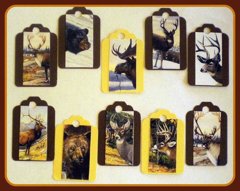 Tags - Wild Animals - 10 Gift Tags - Moose, Bear, Deer, Elk