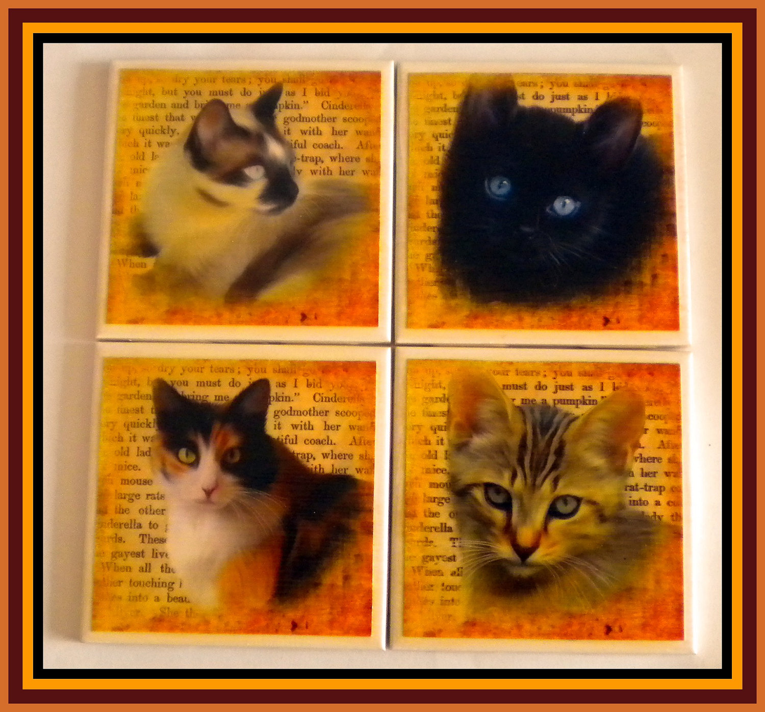 Coasters Ceramic Tile Set Of 4 Cats on Luulla